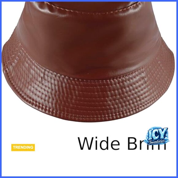 Reversible PU Leather Bucket Hat Adjustable Fishing Cap Unisex One Size